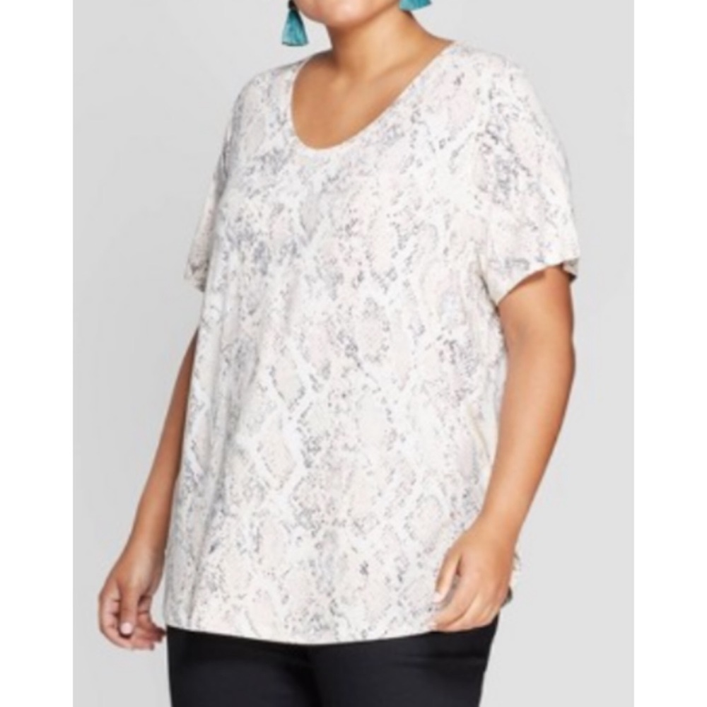 NWT Ava & Viv Snake Print Tee Top 2X - Picture 2 of 10
